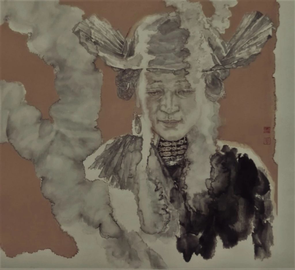 《眸·彝族之二》 68x68cm
