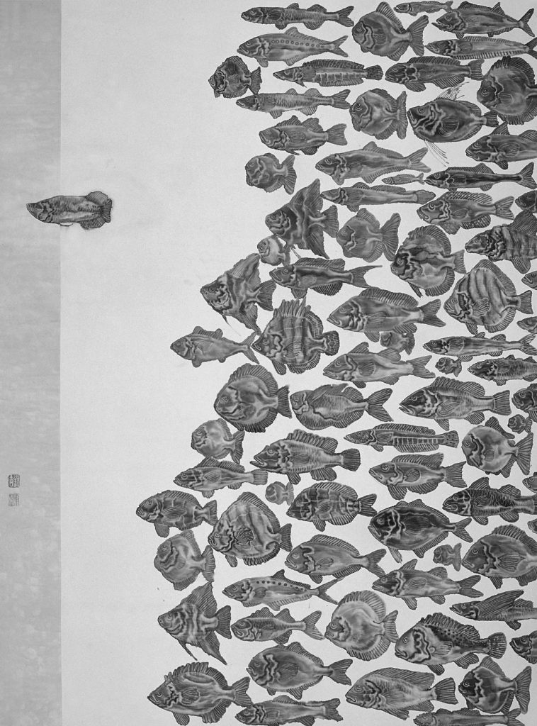 和谐世界 ║ 100cm×220cm ║ 纸本设色 ║ 2009年
