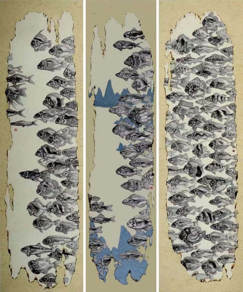 山海间 ║ 200cm×220cm ║ 纸本设色 ║ 2022年