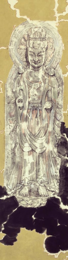 水墨石刻-佛古氤氲·2 ║ 50cm×180cm ║ 纸本设色 ║ 2024年