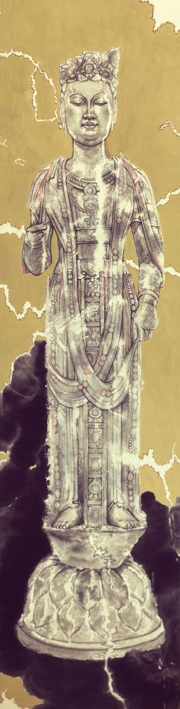 水墨石刻-佛古氤氲·3 ║ 50cm×180cm ║ 纸本设色 ║ 2024年