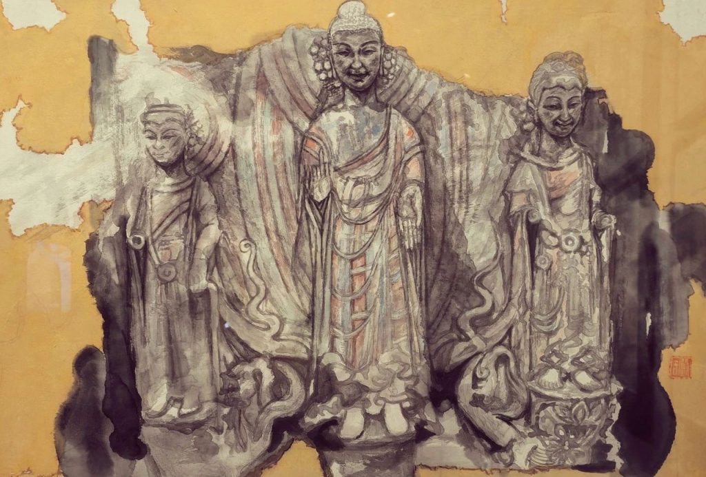 水墨石刻-古韵·1 ║ 50cm×65cm ║ 纸本设色 ║ 2024年
