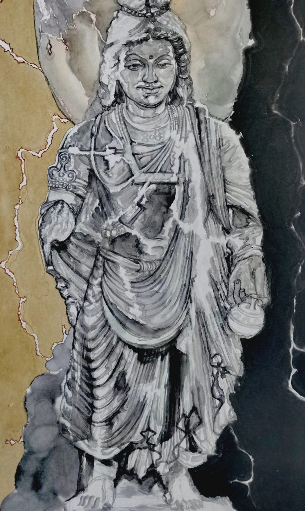 水墨石刻-古韵·3 ║ 50cm×65cm ║ 纸本设色 ║ 2024年
